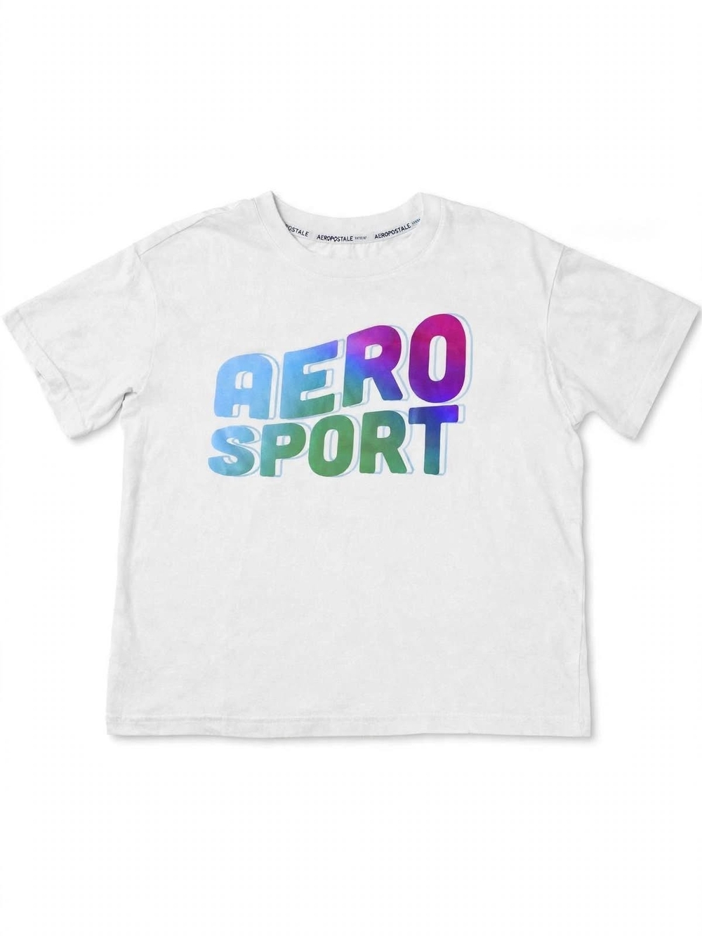 Aeropostale Women's White Tee with Gradient AERO SPORT Logo